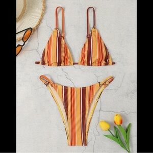 Yellow, Multi-Colored, Retro, Bikini Set